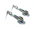 Sterling Silver Southwest Multicolor Cactus Inlay Post Dangle Earrings TX10175