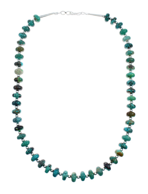 Native American Turquoise Navajo Sterling Silver Bead Necklace TX10178