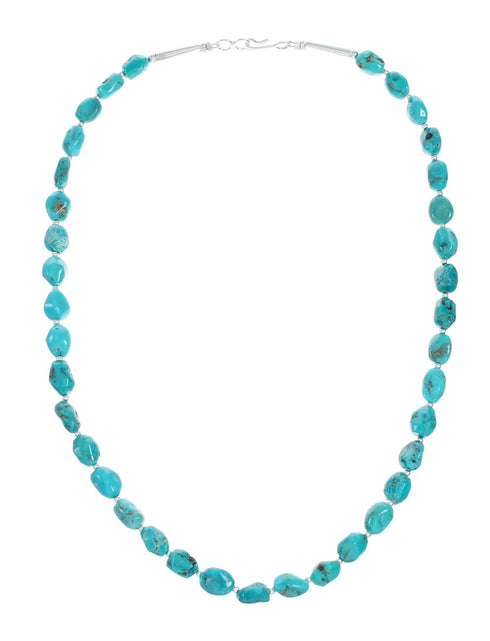 Genuine Southwestern Turquoise Sterling Silver Bead Necklace TX10181