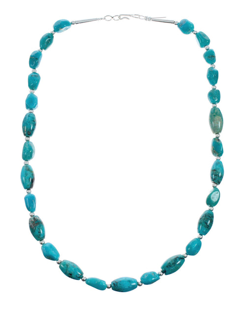 Genuine Turquoise Sterling Silver Bead Necklace TX10182