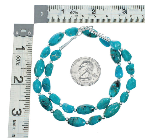 Genuine Turquoise Sterling Silver Bead Necklace TX10182