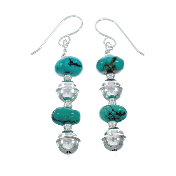 Navajo Turquoise Bead Hook Dangle Earrings TX10187