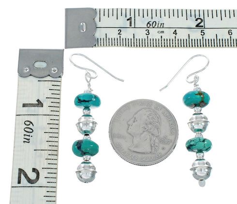 Navajo Turquoise Bead Hook Dangle Earrings TX10187