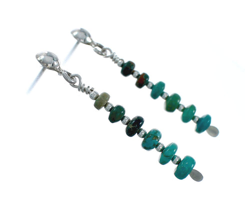 Navajo Turquoise Bead Post Dangle Earrings TX10188
