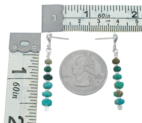 Navajo Turquoise Bead Post Dangle Earrings TX10188
