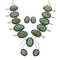 Navajo Kingman Turquoise Sterling Silver Naja Squash Blossom Necklace Set TX10190