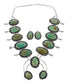 Navajo Kingman Turquoise Sterling Silver Naja Squash Blossom Necklace Set TX10190
