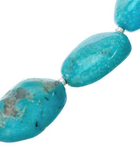 Genuine Native American Kingman Turquoise Sterling Silver Bead Necklace TX10191