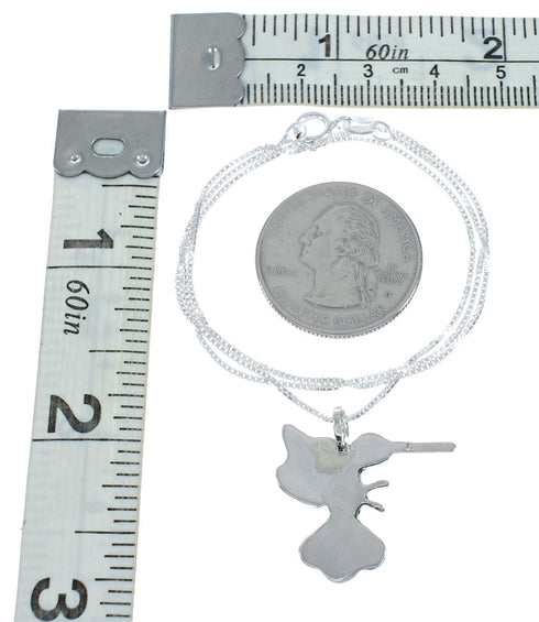 Hummingbird Multicolor Inlay Sterling Silver Box Chain Necklace Pendant Set TX10219