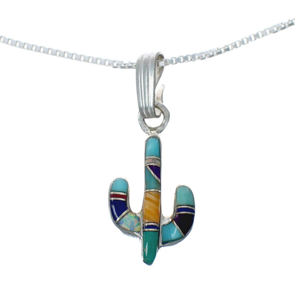 Genuine Sterling Silver Cactus Box Chain Necklace Set TX10222