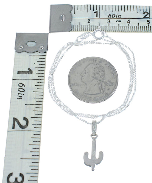 Genuine Sterling Silver Cactus Box Chain Necklace Set TX10222