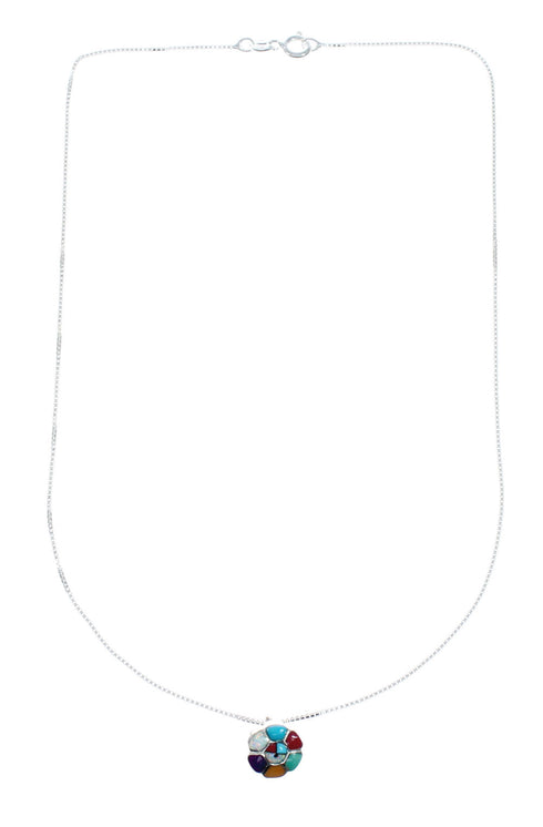 Genuine Sterling Silver Flower Italian Box Chain Necklace Set TX10221