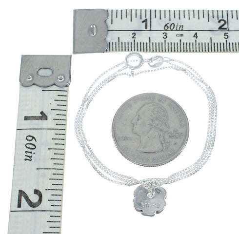 Genuine Sterling Silver Flower Italian Box Chain Necklace Set TX10221