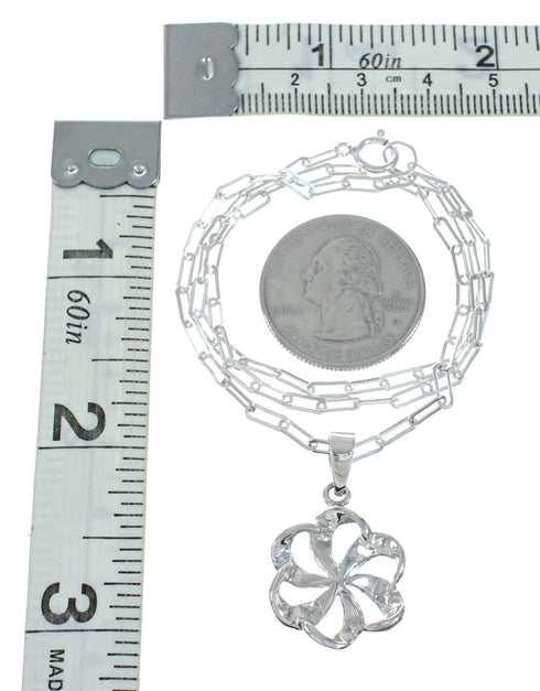 Genuine Sterling Silver Flower Link Chain Necklace Set TX10223