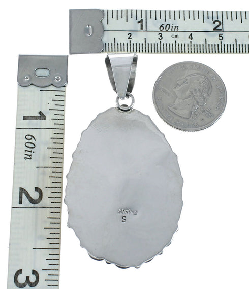 Navajo Native American Sterling Silver Turquoise Pendant TX10200