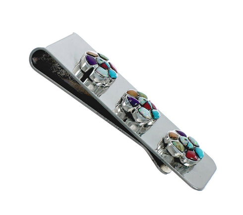 Navajo Flower Inlay Sterling Silver Money Clip TX10205
