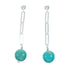 Southwestern Genuine Sterling Silver Turquoise Bead Post Dangle Earrings TX10208