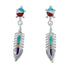 Sterling Silver Inlay Multicolor Feather Turtle Navajo Post Dangle Earrings TX10211