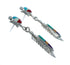 Sterling Silver Inlay Multicolor Feather Turtle Navajo Post Dangle Earrings TX10211