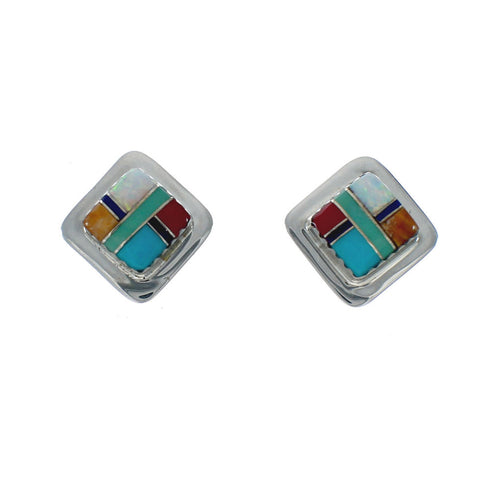 Southwestern Genuine Sterling Silver Turquoise Post Earrings TX10213