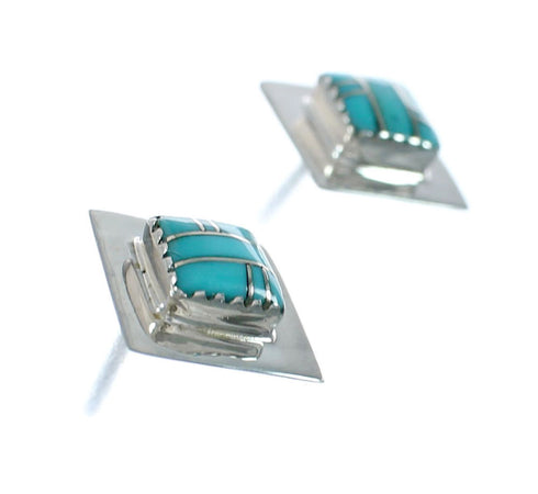 Southwestern Genuine Sterling Silver Turquoise Post Earrings TX10214