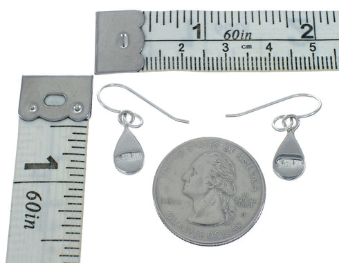 Authentic Sterling Silver And Multicolor Tear Drop Southwestern Hook Dangle Earrings TX10215