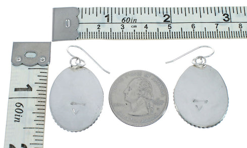 American Indian Authentic Turquoise Sterling Silver Hook Earrings TX10233