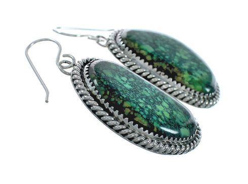 American Indian Authentic Turquoise Sterling Silver Hook Earrings TX10232