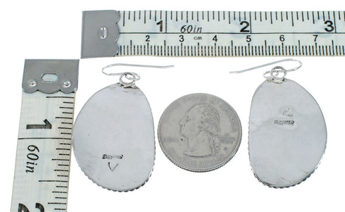 American Indian Authentic Turquoise Sterling Silver Hook Earrings TX10232