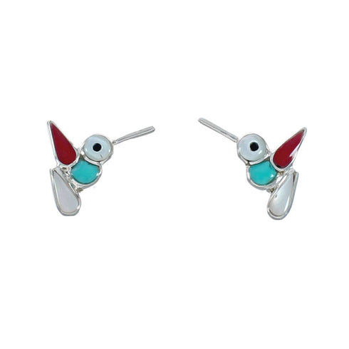 Southwestern Hummingbird Sterling Silver Multicolor Post Earrings TX10247