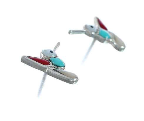 Southwestern Hummingbird Sterling Silver Multicolor Post Earrings TX10248