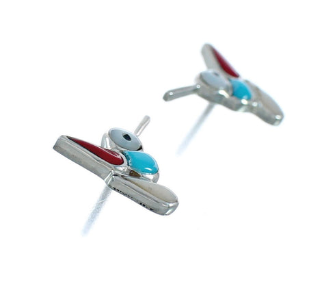 Southwestern Hummingbird Sterling Silver Multicolor Post Earrings TX10249