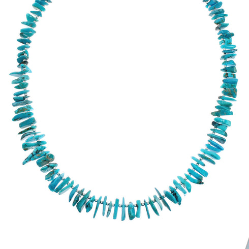Navajo Turquoise Sterling Silver Bead Necklace TX10240