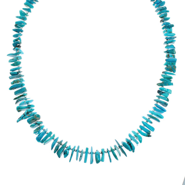 Navajo Turquoise Sterling Silver Bead Necklace TX10240