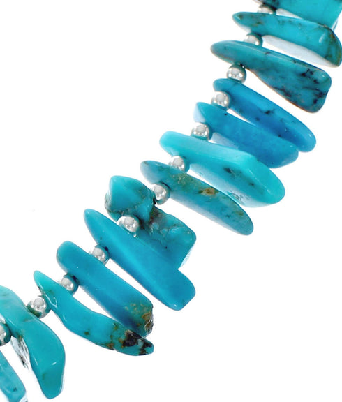 Navajo Turquoise Sterling Silver Bead Necklace TX10240