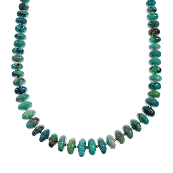 Sterling Silver Navajo Turquoise Bead Necklace TX10244