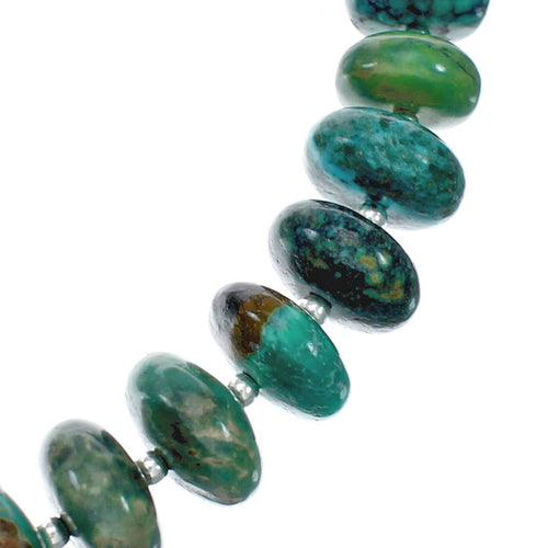 Sterling Silver Navajo Turquoise Bead Necklace TX10244