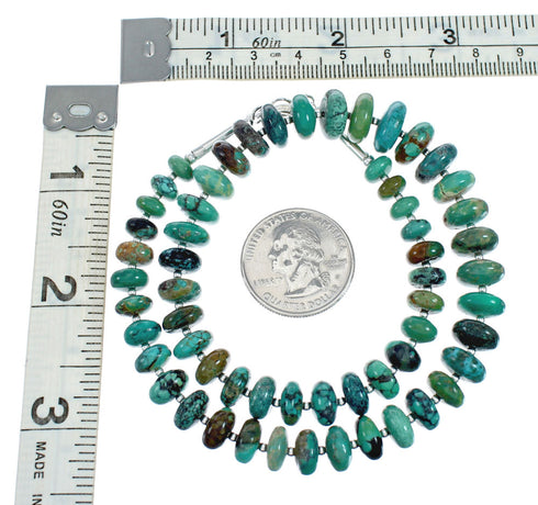 Sterling Silver Navajo Turquoise Bead Necklace TX10244