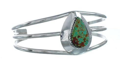 Native American Turquoise Sterling Silver Tear Drop Navajo Cuff Bracelet TX10256