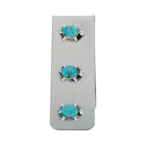 Turquoise Southwest Sterling Silver Turtle Money Clip TX10255
