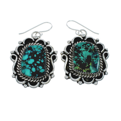 Authentic Navajo Sterling Silver Turquoise Link Necklace Earrings Set TX10278