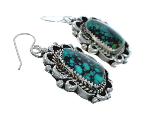Authentic Navajo Sterling Silver Turquoise Link Necklace Earrings Set TX10278