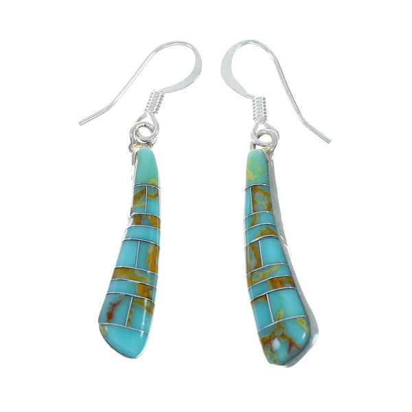 Sterling Silver And Turquoise Southwestern Hook Dangle Earrings TX10286