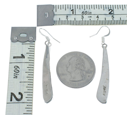 Southwestern Turquoise And Sterling Silver Hook Dangle Earrings TX10283