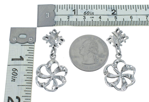 Sterling Silver Turquoise Flower Post Dangle Earrings TX10279