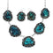 Authentic Navajo Sterling Silver Turquoise Link Necklace Earrings Set TX10278