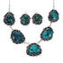 Authentic Navajo Sterling Silver Turquoise Link Necklace Earrings Set TX10278