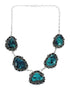 Authentic Navajo Sterling Silver Turquoise Link Necklace Earrings Set TX10278