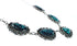 Authentic Navajo Sterling Silver Turquoise Link Necklace Earrings Set TX10278