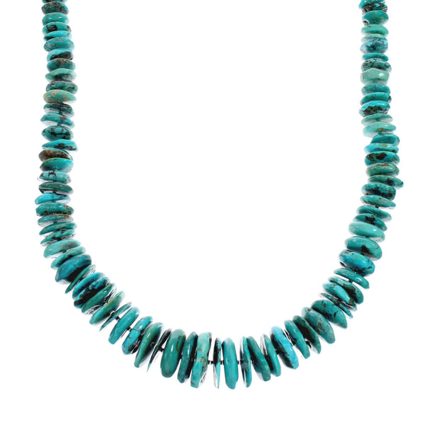 Southwestern Turquoise Genuine Sterling Silver Bead Necklace TX10250